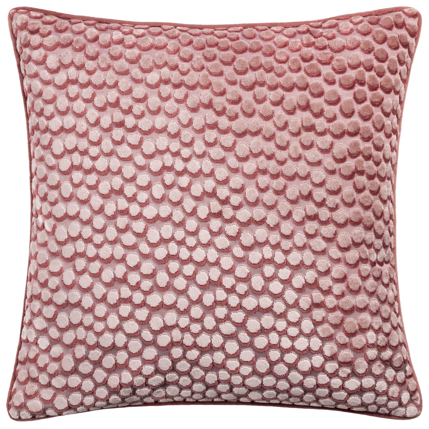 Lanzo Cut Velvet Piped Cushion Plaster Pink: Plaster Pink / Feather Filled / 45 x 45cm