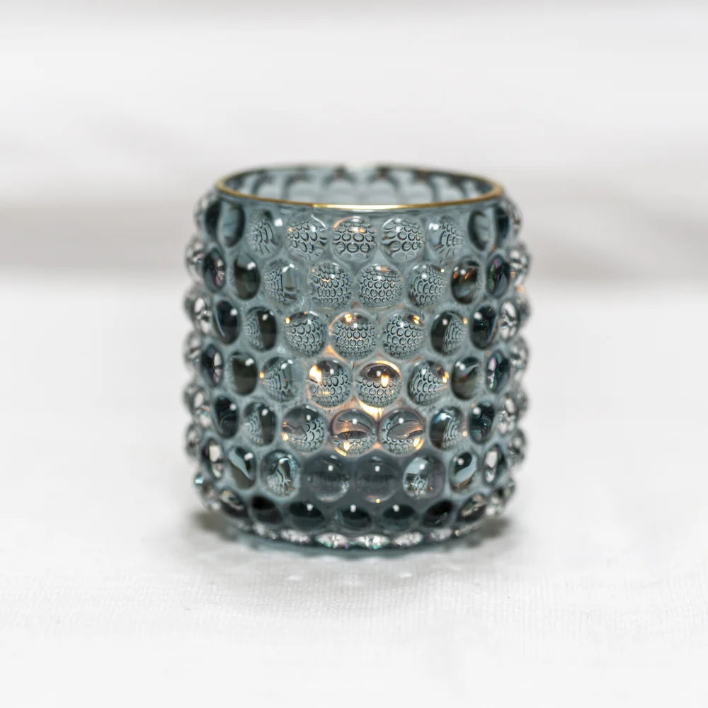 Bubble Glass Votive Powder Blue Tall