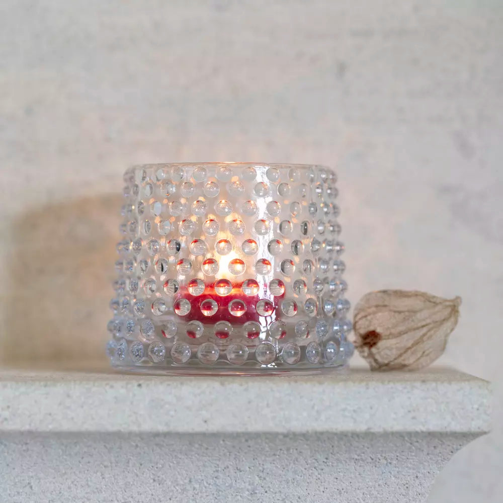 Tea Light Holder Bobble Clear