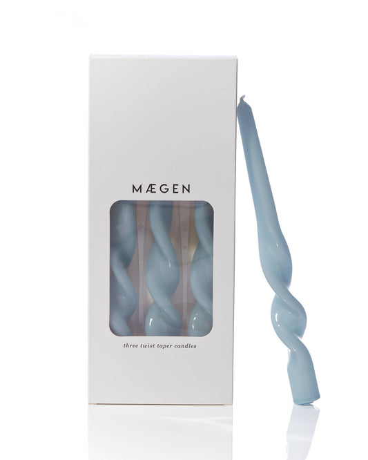 MÆGEN Twist Taper Candles - 3 Pack - Cornflower blue