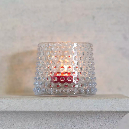 Tea Light Holder Bobble Clear