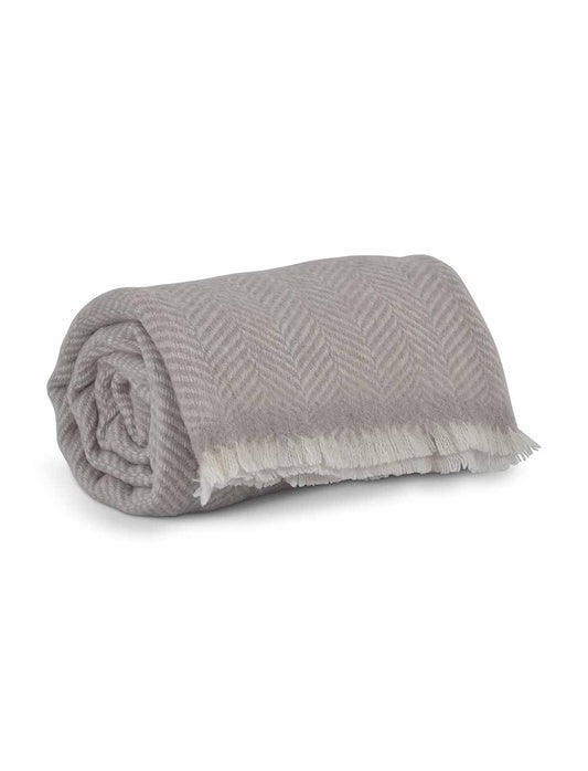 Leigh Herringbone Throw Natural Wool