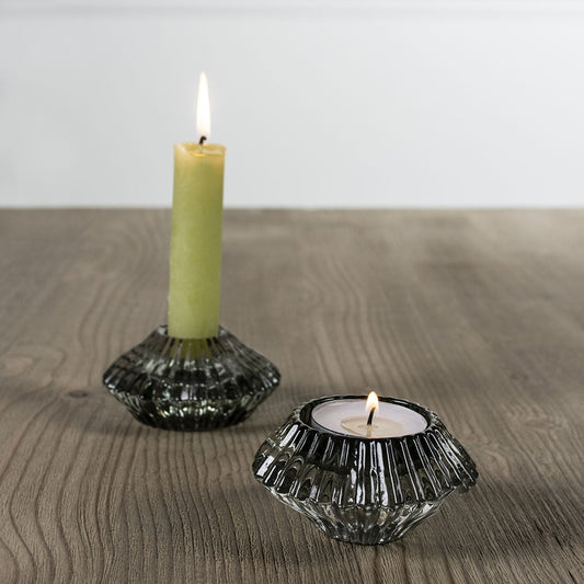 Glass Candleholder Lt Green